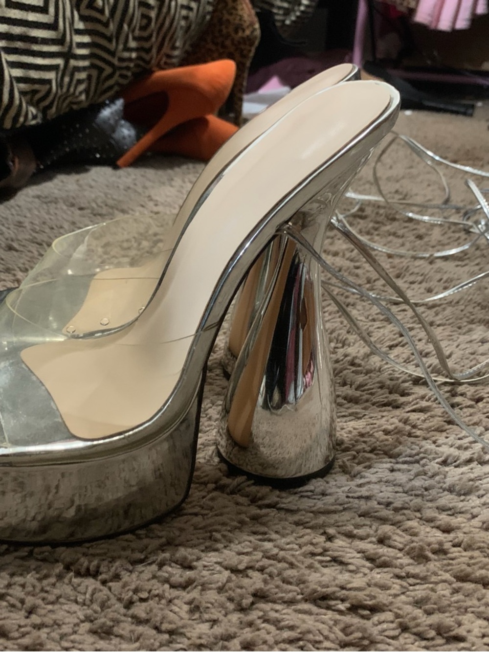 Silver Clear Band Bratz High-Heel Platform Sandals